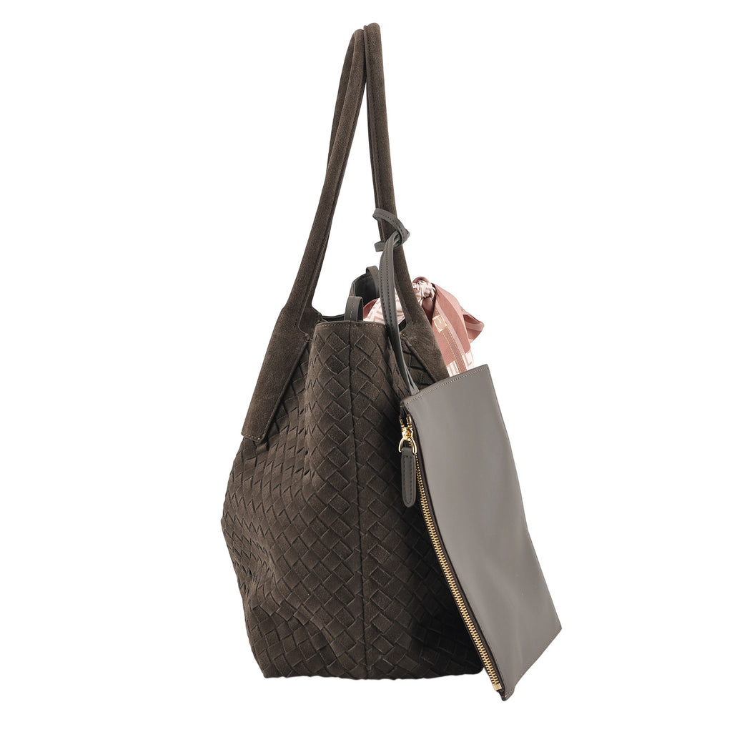 Valissiere Leather Patterned Tote Bag (Size 42x22x26 cm) - Coffee_8711911_4