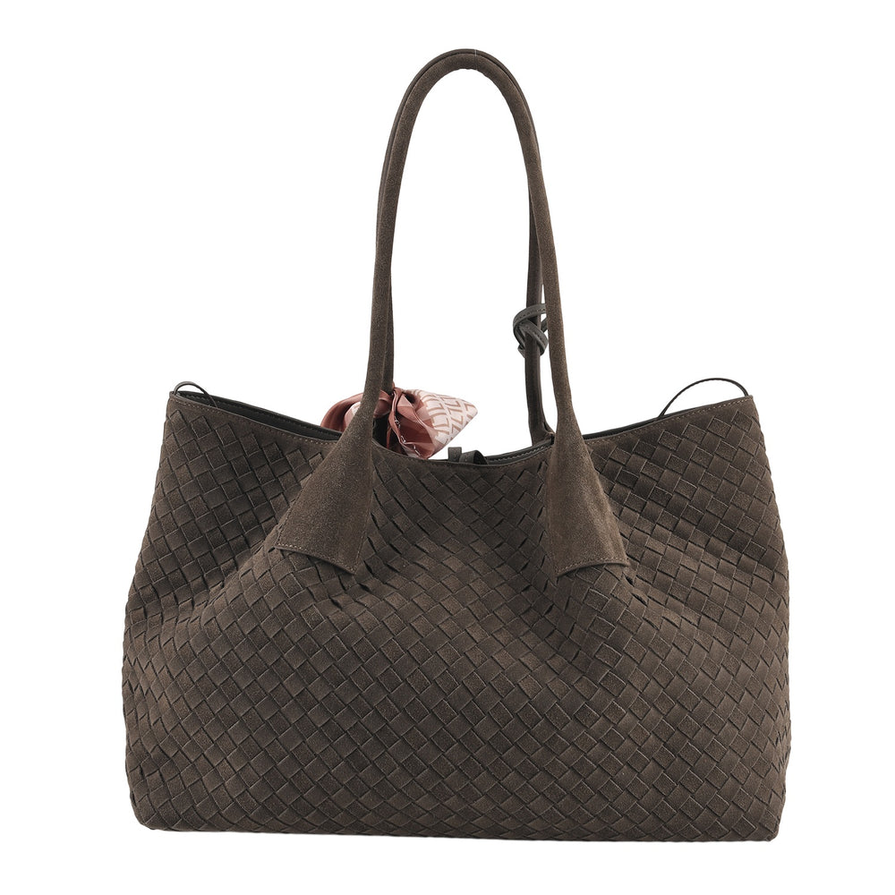 Valissiere Leather Patterned Tote Bag (Size 42x22x26 cm) - Coffee_8711911_5