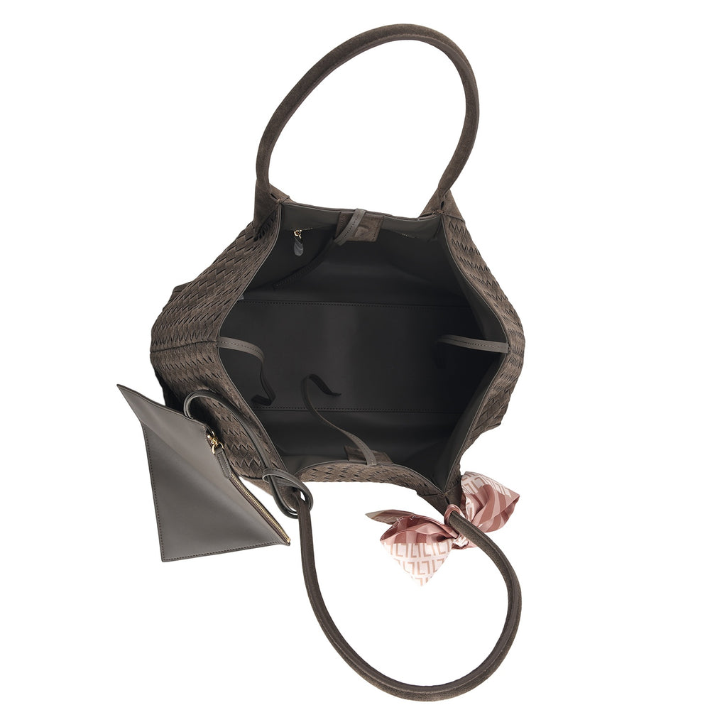 Valissiere Leather Patterned Tote Bag (Size 42x22x26 cm) - Coffee_8711911_7