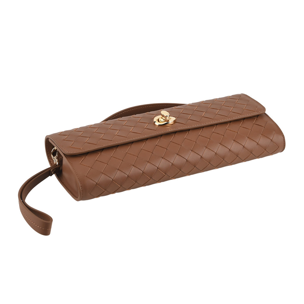 VALLISERIE Leather Patterned Clutch (Size 31x3x14 cm) - Khaki_8712061_2