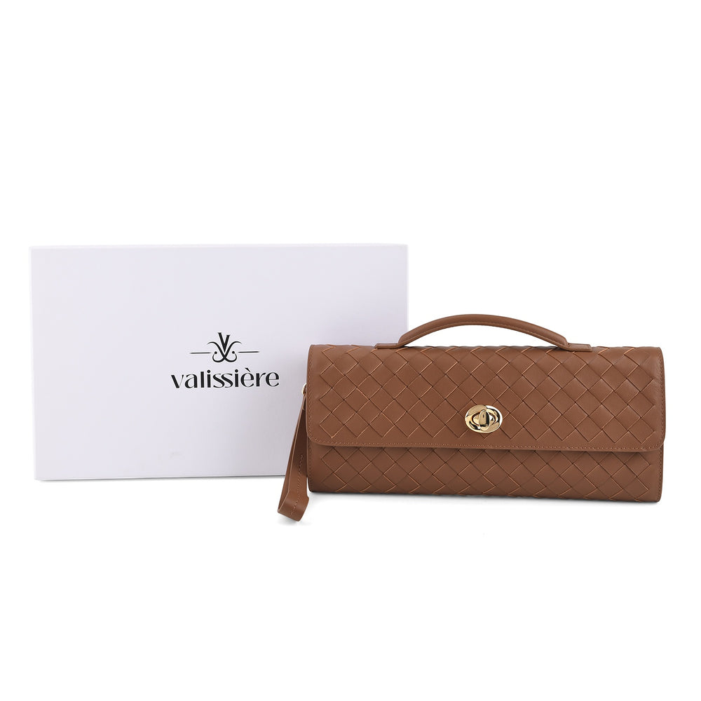 VALLISERIE Leather Patterned Clutch (Size 31x3x14 cm) - Khaki_8712061_5