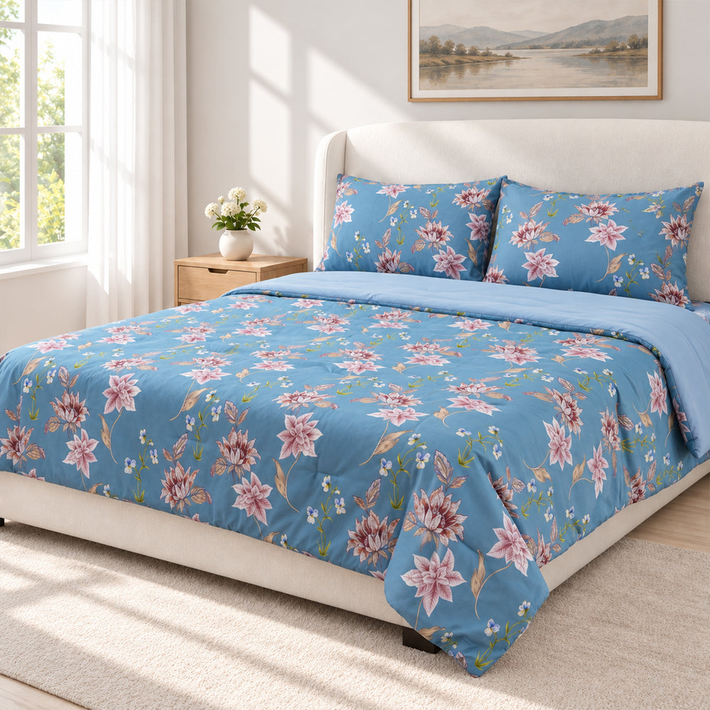 Bliss & Beyond Patterned Comforter and Duvet (Size 200x1 cm) - Blue_8721910