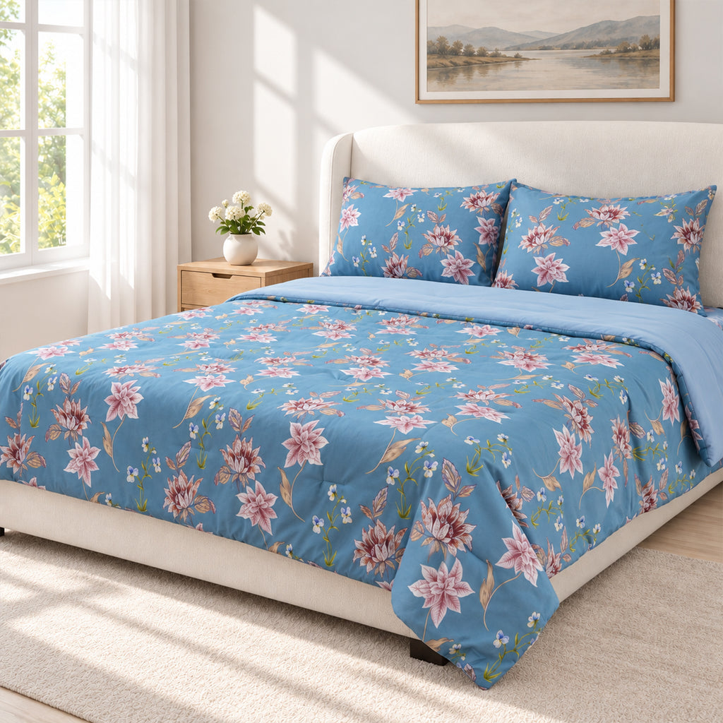Bliss & Beyond Patterned Comforter and Duvet (Size 200x1 cm) - Blue_8721910
