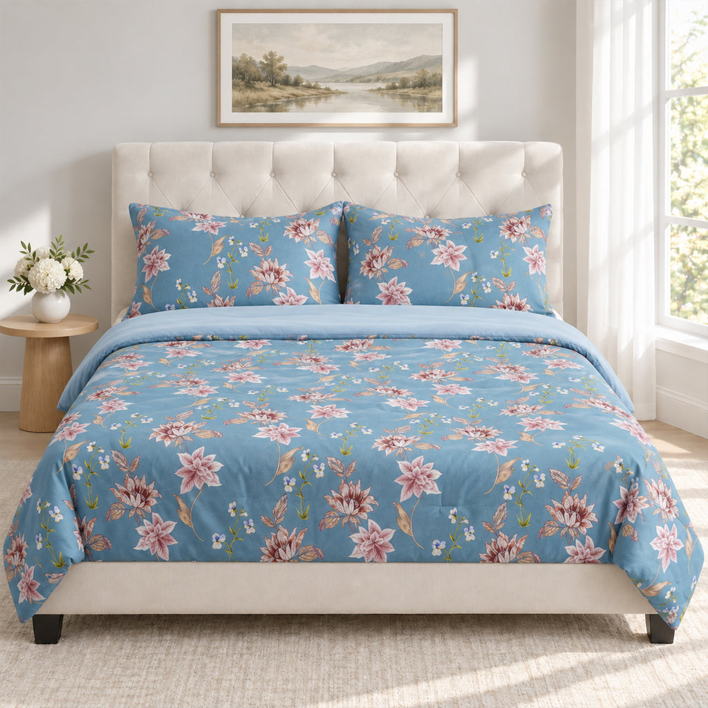 Bliss & Beyond Patterned Comforter and Duvet (Size 200x1 cm) - Blue_8721910_3