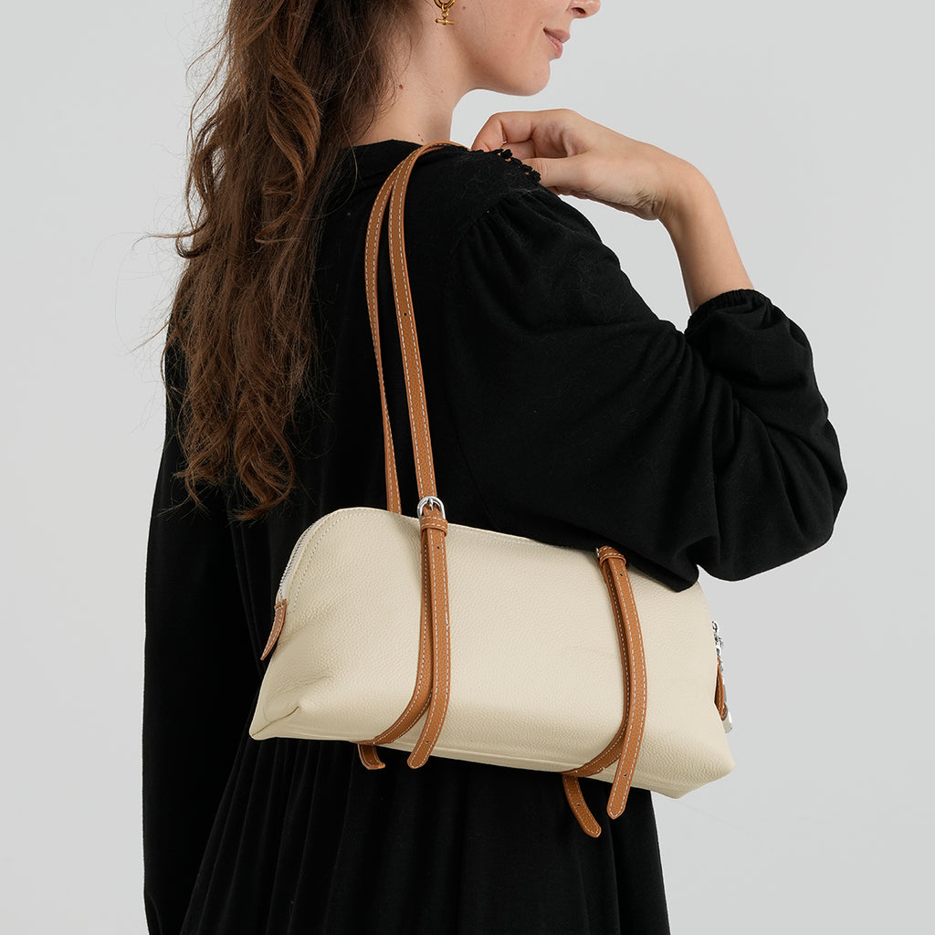 Leather Patterned Tote Bag (Size 32x11x17 cm) - Beige_8723509_2