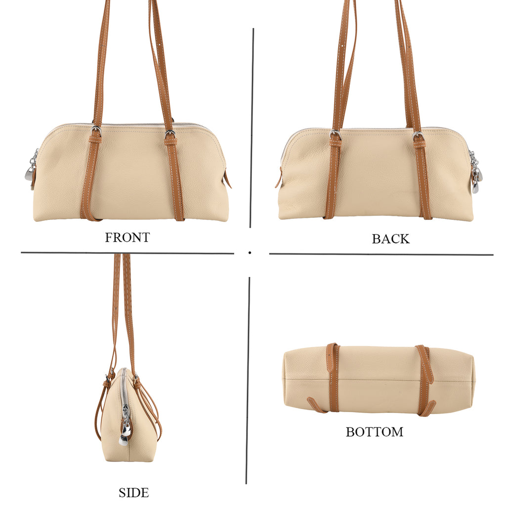 Leather Patterned Tote Bag (Size 32x11x17 cm) - Beige_8723509_3