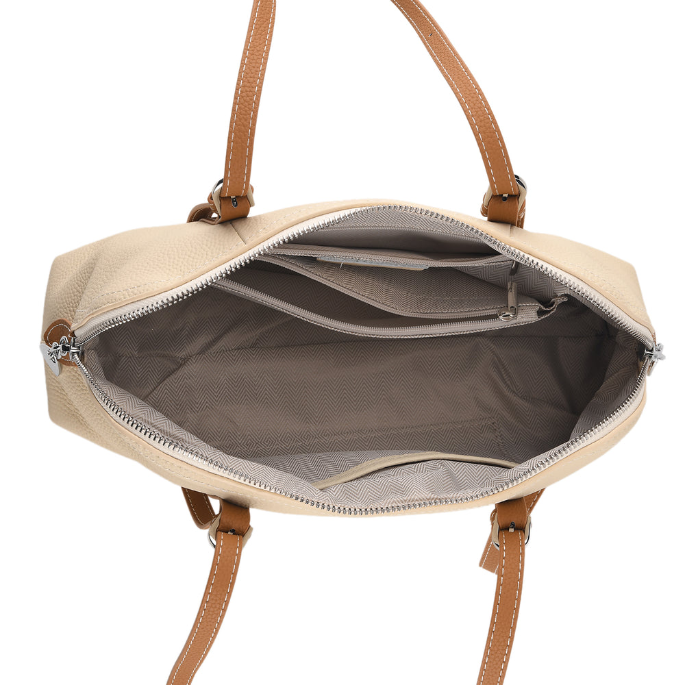 Leather Patterned Tote Bag (Size 32x11x17 cm) - Beige_8723509_4