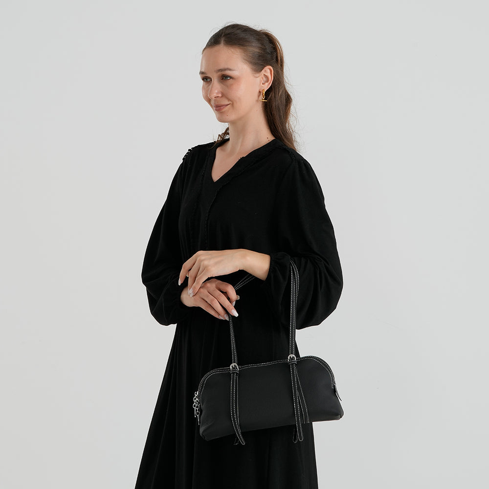 Leather Patterned Tote Bag (Size 32x11x17 cm) - Black_8723515_1
