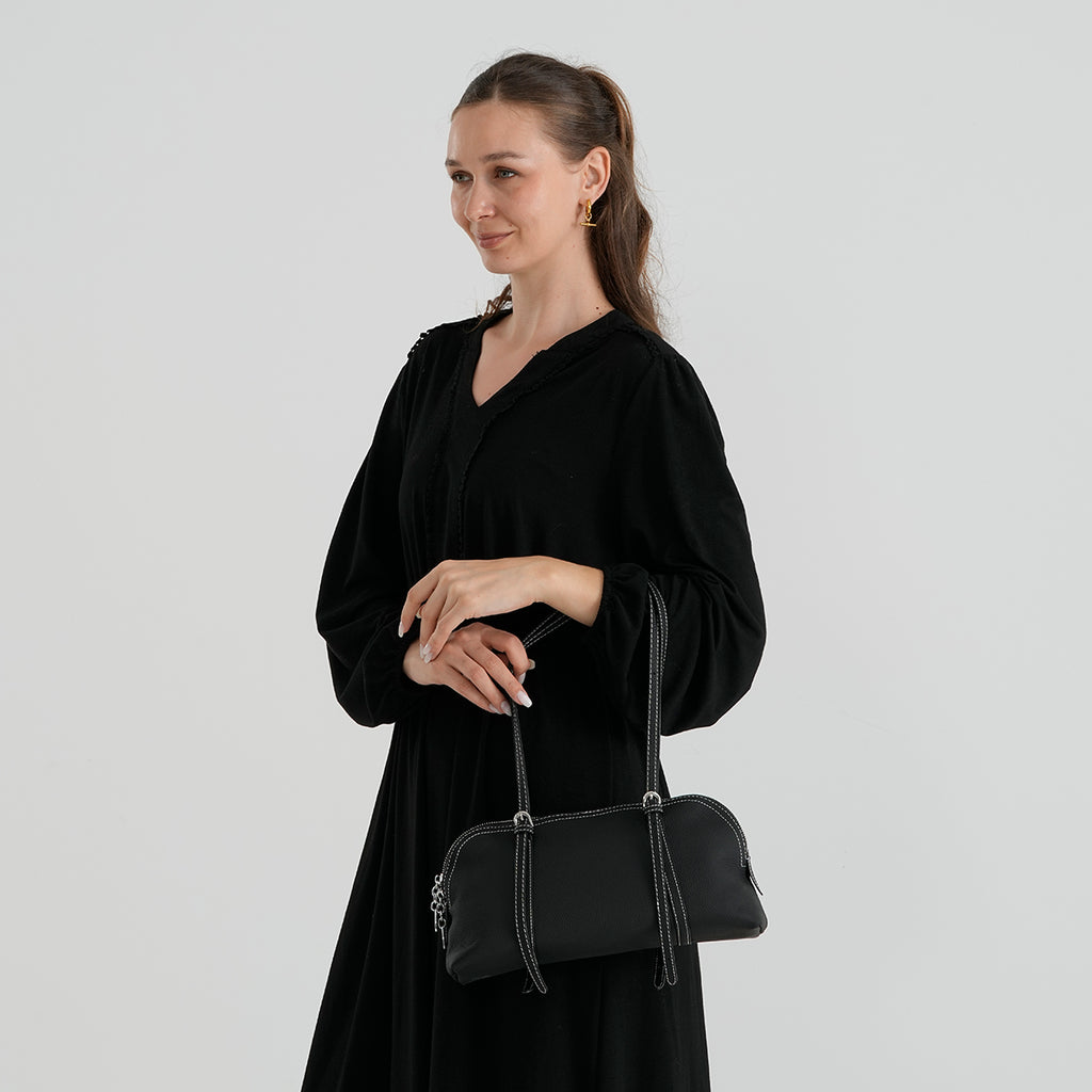 Leather Patterned Tote Bag (Size 32x11x17 cm) - Black_8723515_1