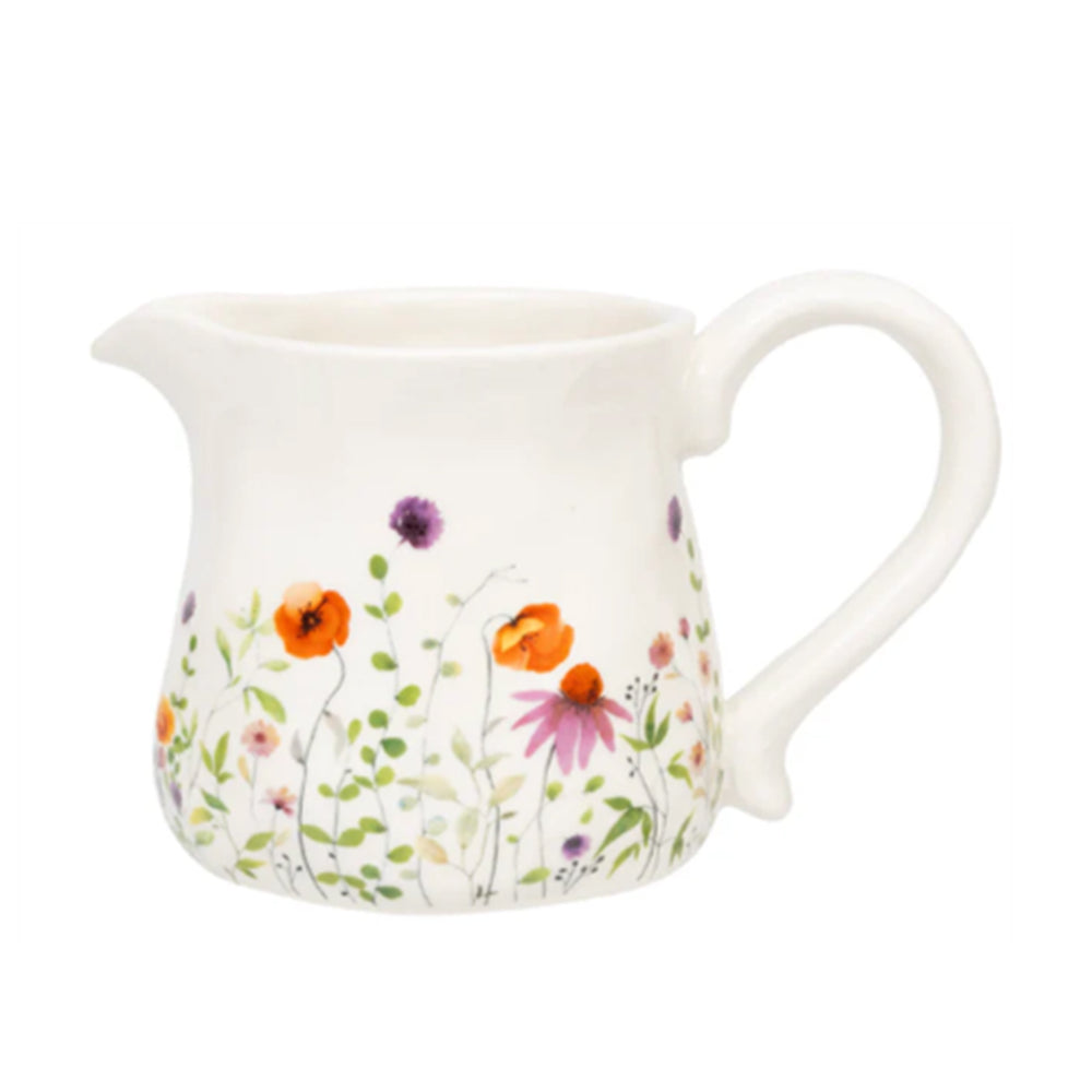 Poppy Floral Ceramic Large Water & Flower Pitcher Jug - White Red_8724632