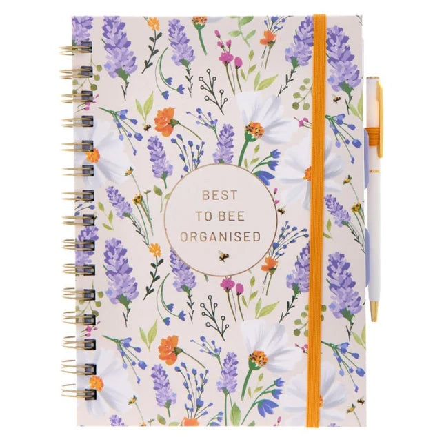 Floral Spiral Organiser & Pen - White_8724874