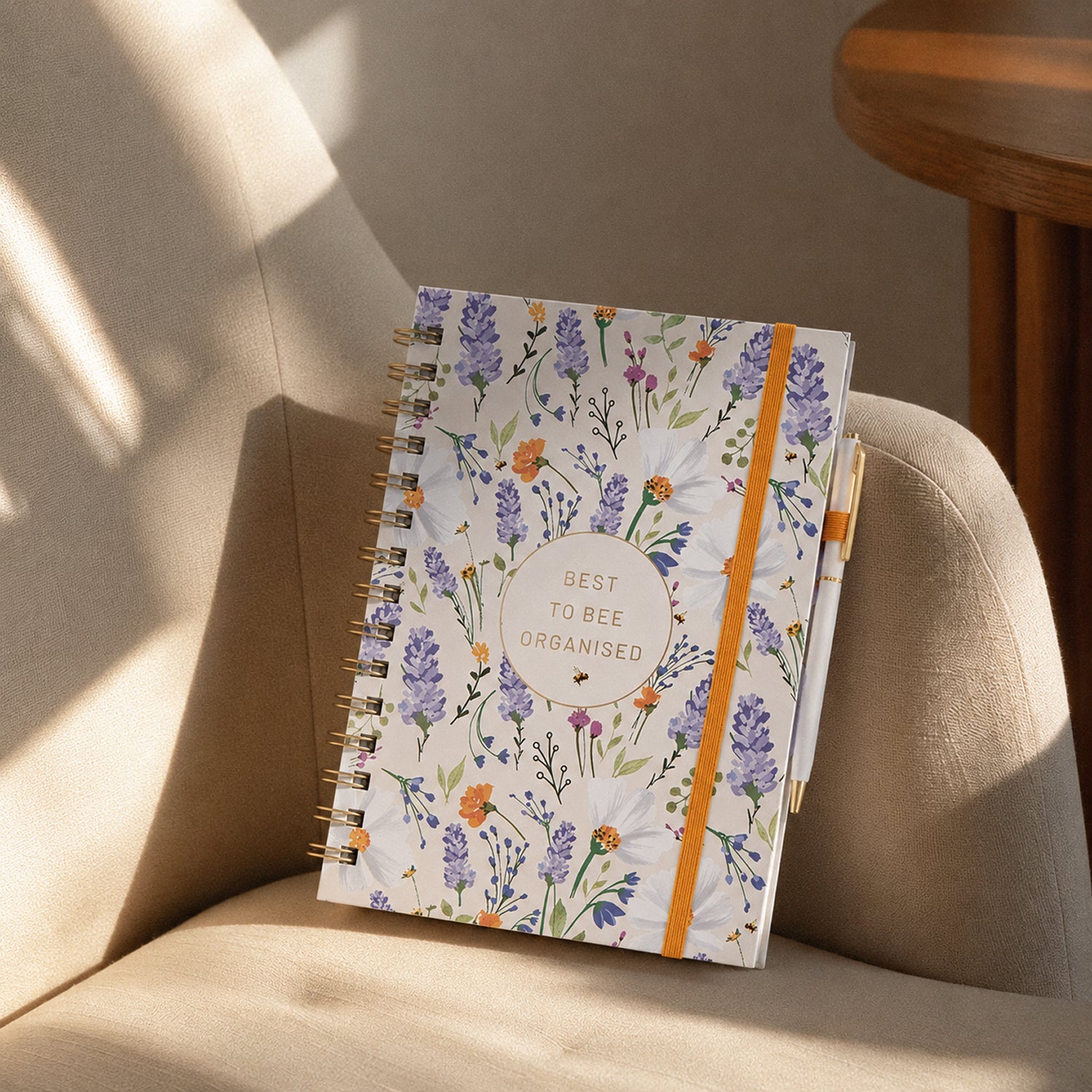 Floral Spiral Organiser & Pen - White_8724874_1