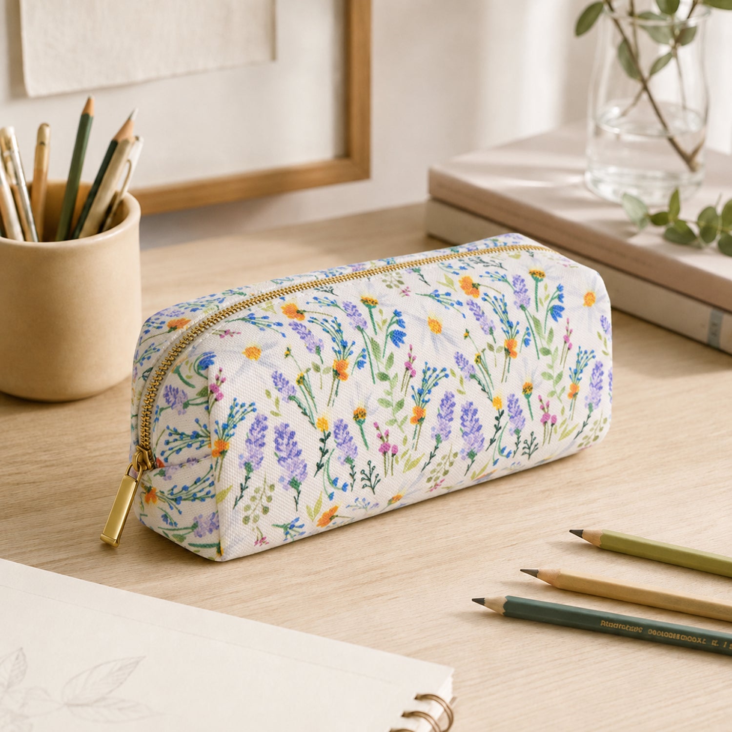 Floral Pencil Case - White_8724875_1