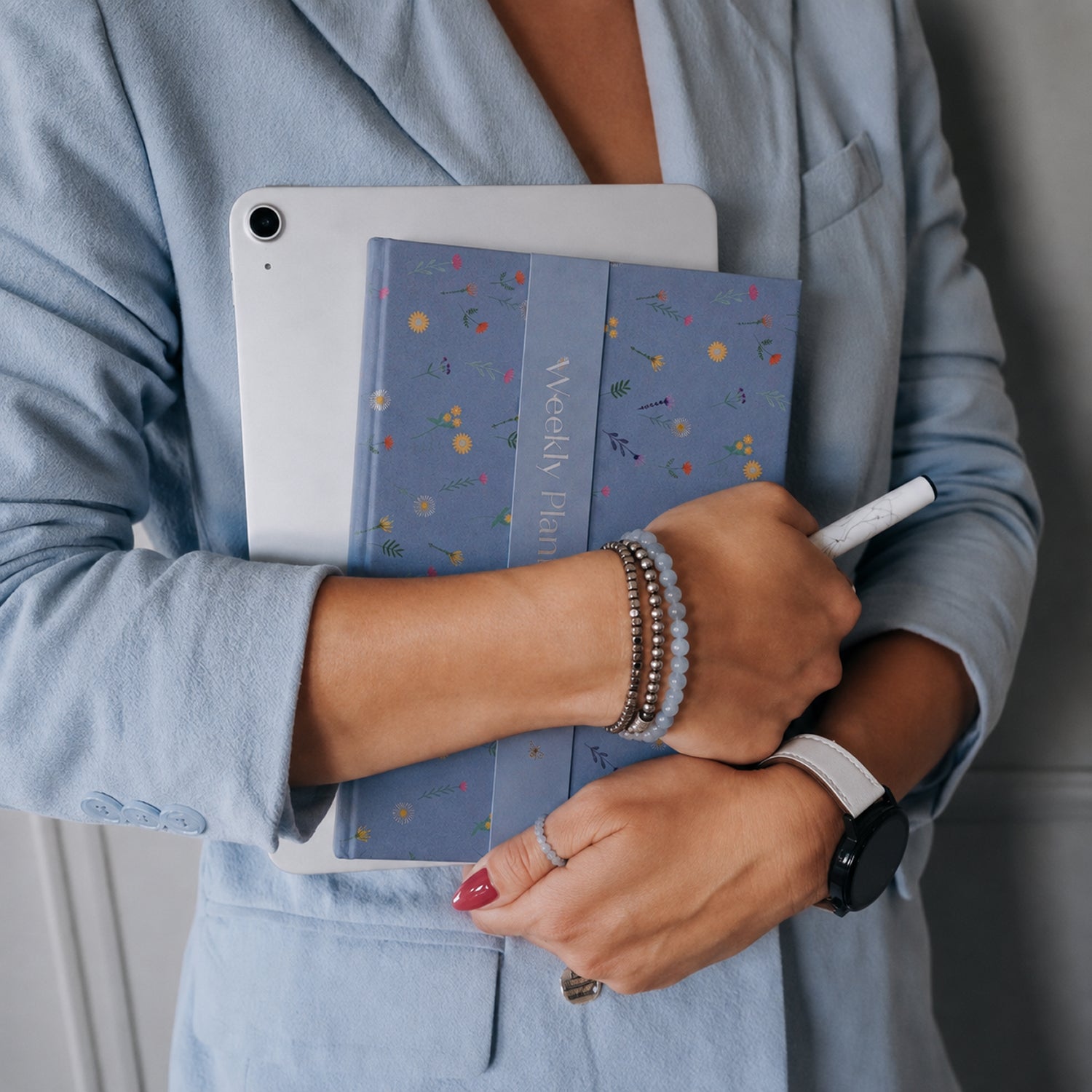 Weekly Desk Planner Notebook with Sticky Notes & Post-It Tabs Set - Blue_8724879_2