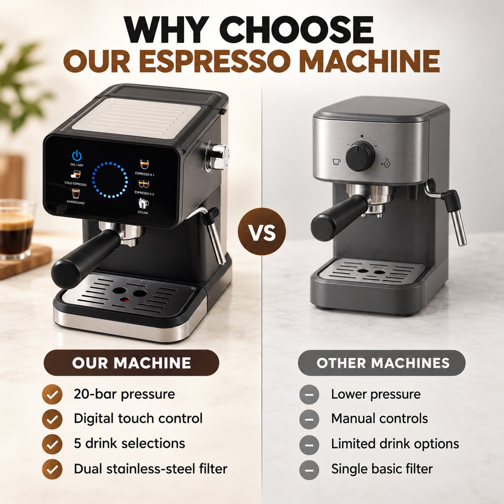 Bliss & Beyond 20-Bar Espresso & Cappuccino Coffee Machine with Touch Screen & Milk Frother - UK Plug (CM3171)_8734898_3