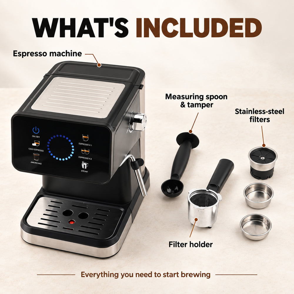 Bliss & Beyond 20-Bar Espresso & Cappuccino Coffee Machine with Touch Screen & Milk Frother - UK Plug (CM3171)_8734898_5
