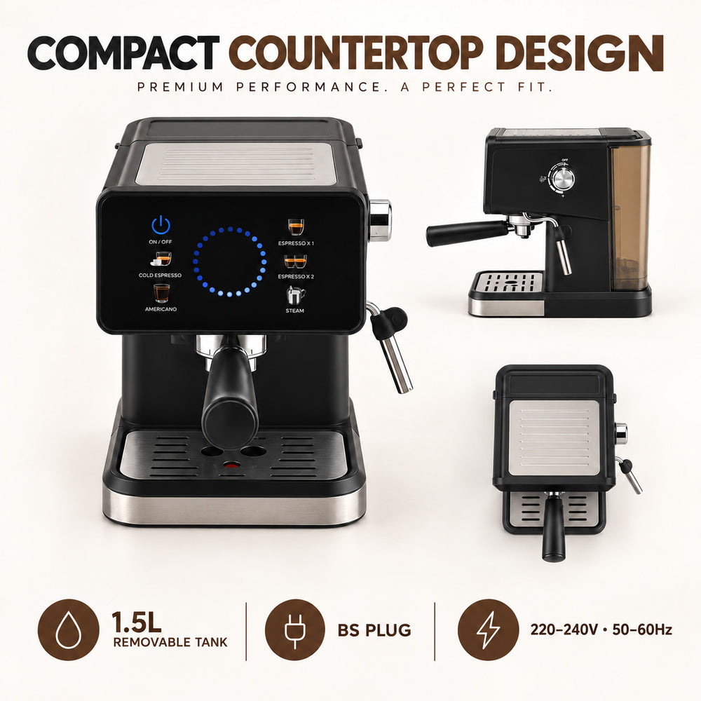 Bliss & Beyond 20-Bar Espresso & Cappuccino Coffee Machine with Touch Screen & Milk Frother - UK Plug (CM3171)_8734898_6