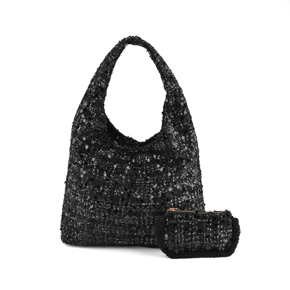 Patterned Tote Bag (Size 39x29x12 cm) - Black_8735595