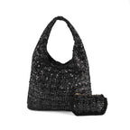 Patterned Tote Bag (Size 39x29x12 cm) - Black_8735595
