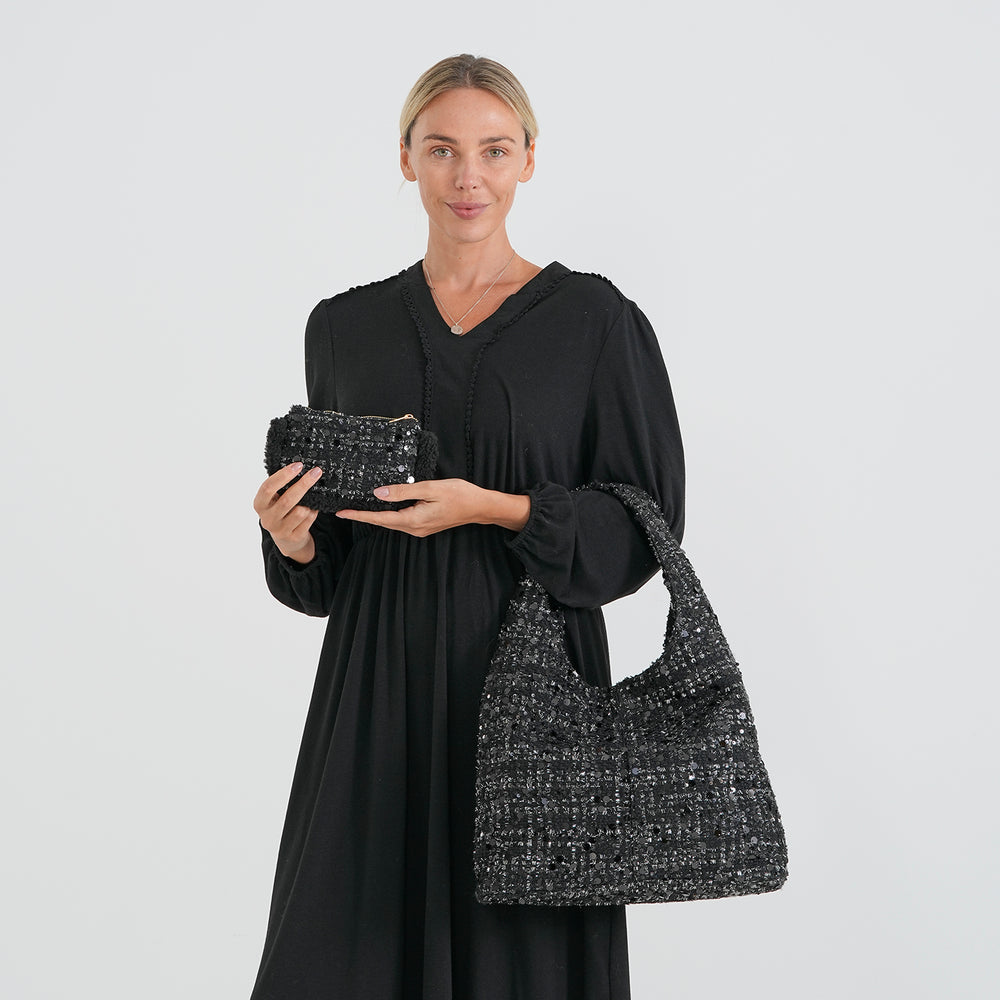 Patterned Tote Bag (Size 39x29x12 cm) - Black_8735595_1
