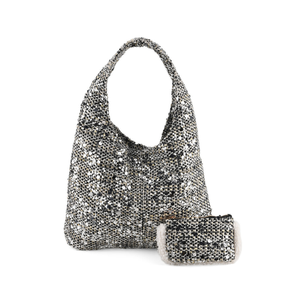 Patterned Tote Bag (Size 39x29x12 cm) - Silver_8735596