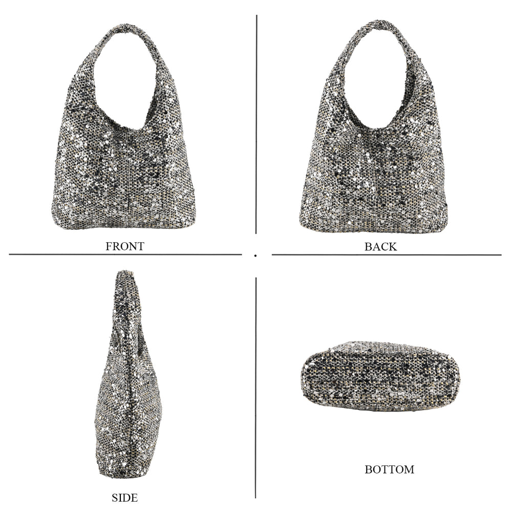Patterned Tote Bag (Size 39x29x12 cm) - Silver_8735596_3