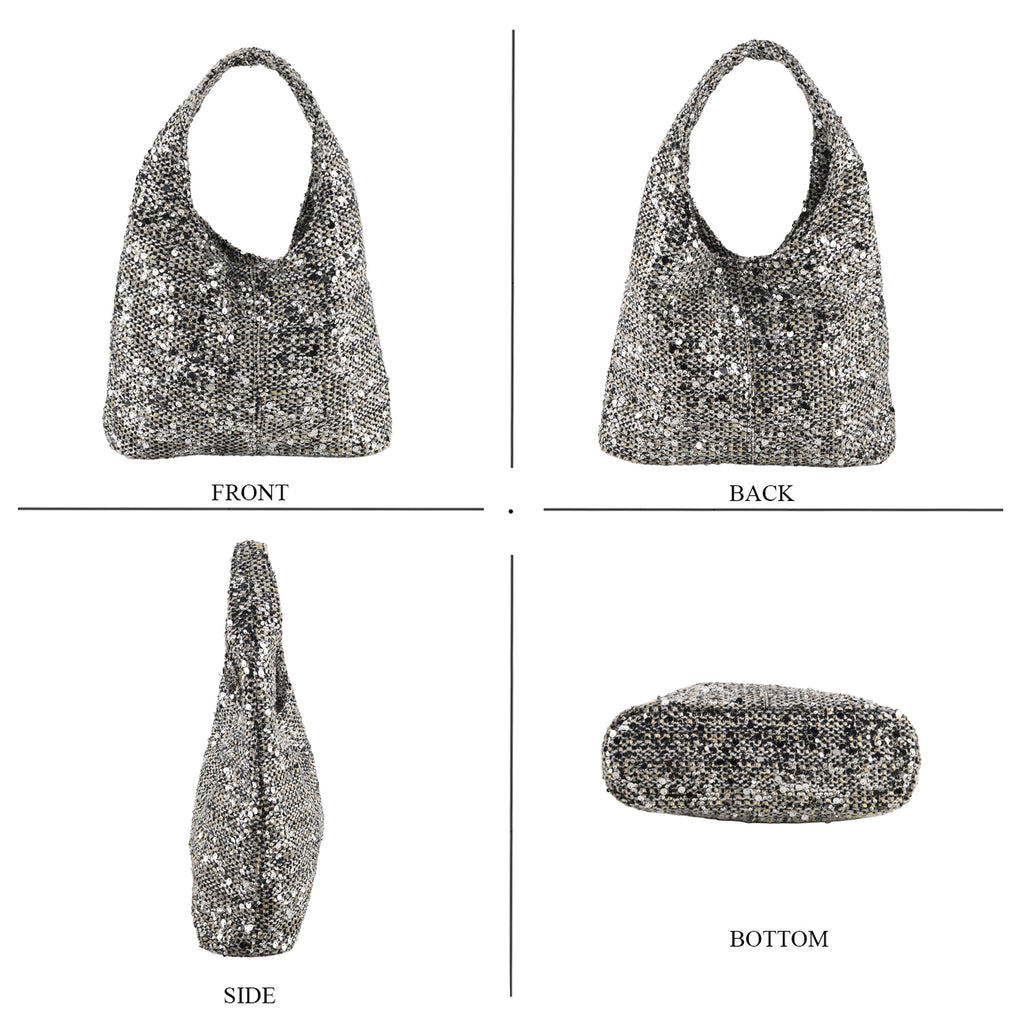 Patterned Tote Bag (Size 39x29x12 cm) - Silver_8735596_3