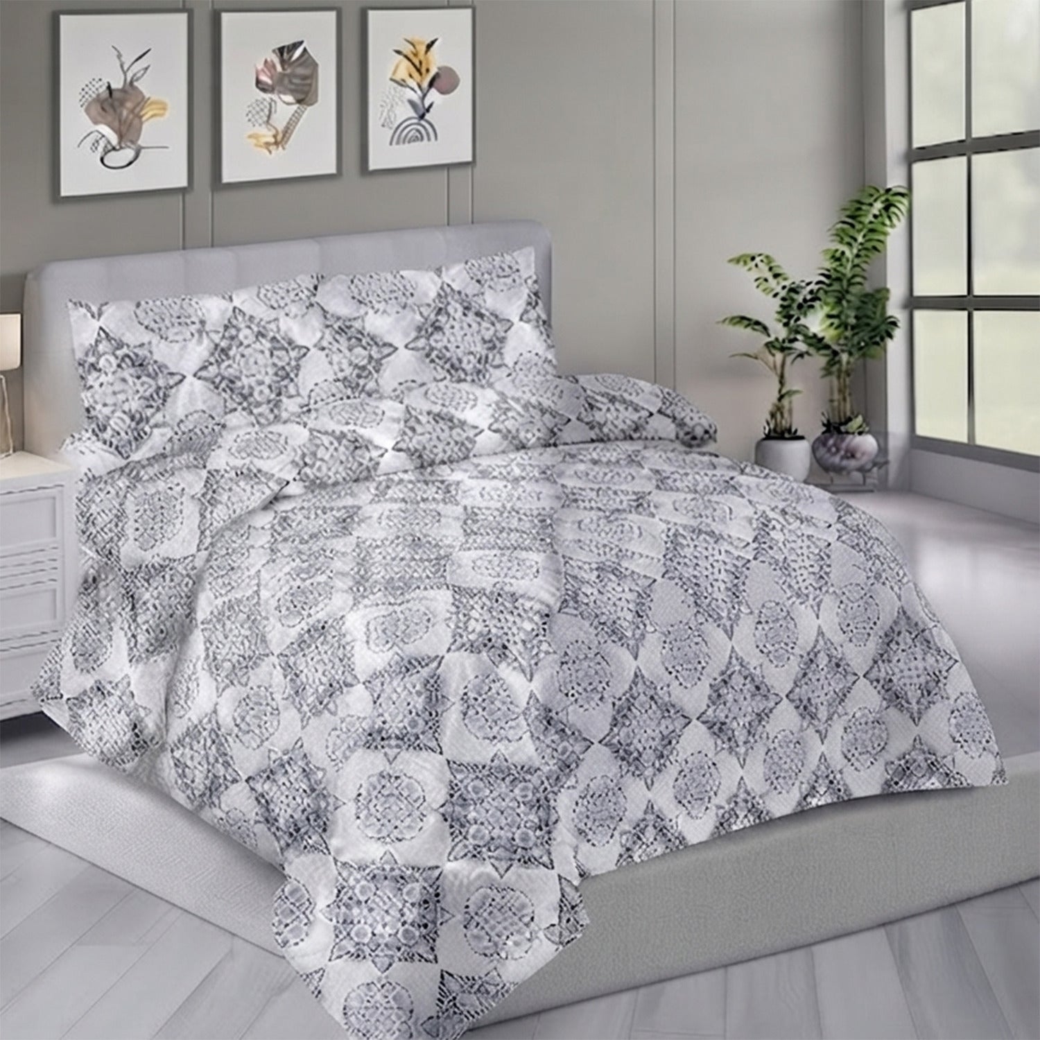 IW Special Microfiber Bedding Set - Blue & White_8737559