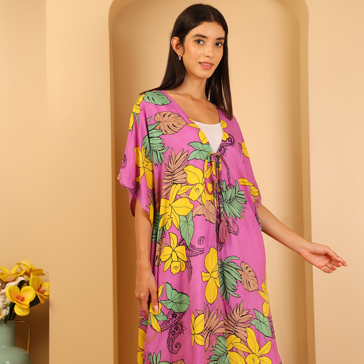 & Maisi  Cover Up and Sarong (Size - One Size) - Pink Yellow_8740743_3