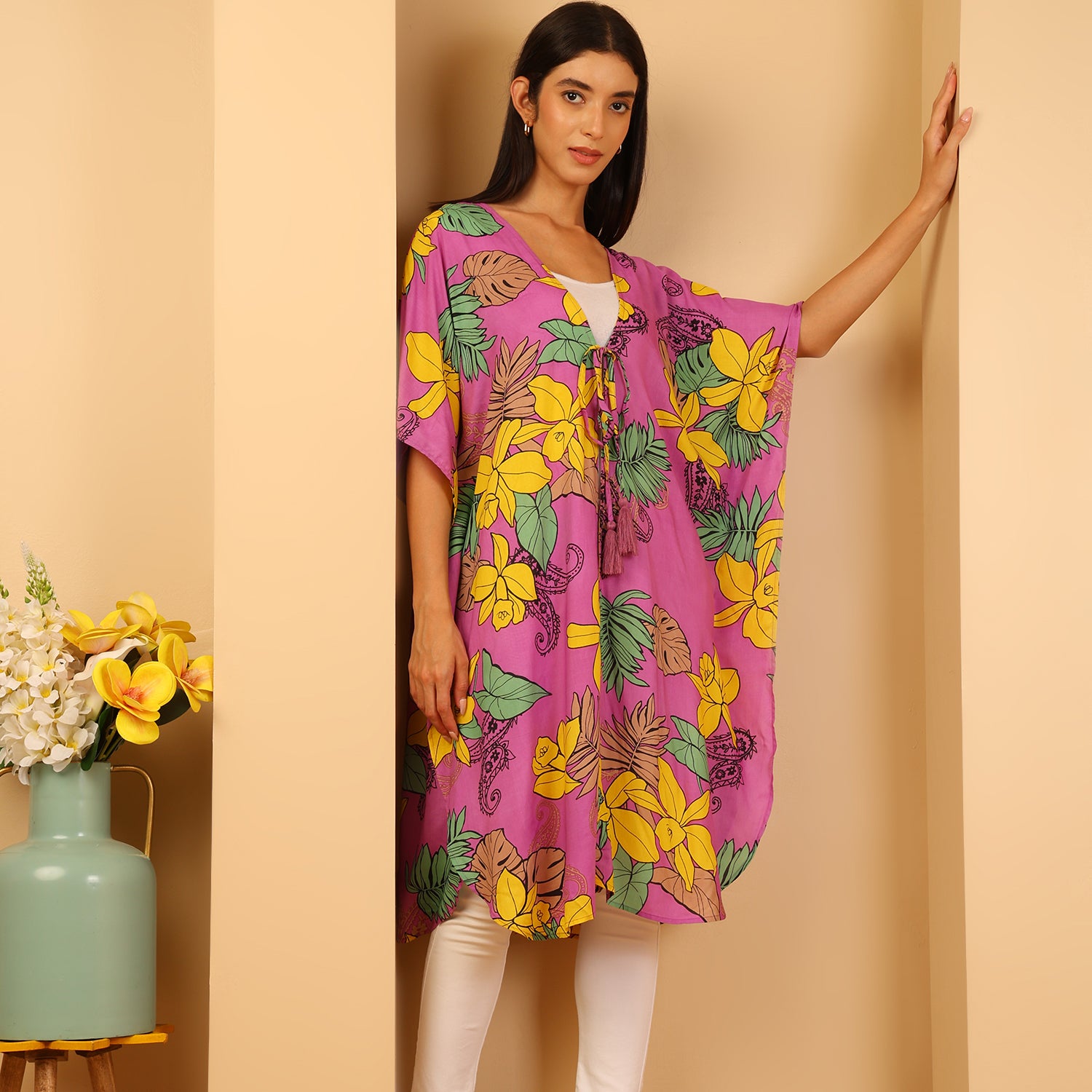 & Maisi  Cover Up and Sarong (Size - One Size) - Pink Yellow_8740743_4