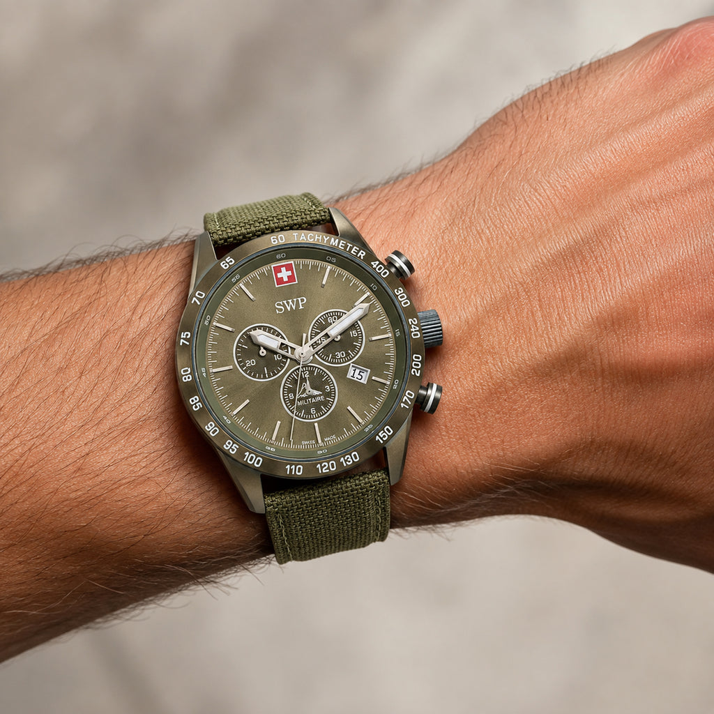 Swiss Military Swiss Mens Watch in Stainless Steel - Olive_8741545_1