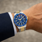 Gents SWP Swiss Militaire Ascona Swiss Ronda 515 Watch with a Blue Dial and a Silver and Gold Stainless Steel Strap in a 43mm Silver and Gold Stainless Steel Case with 5ATM of water resistance._8741560_1