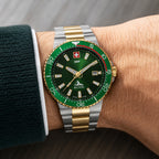 SWP Swiss Militaire Ascona Swiss Ronda 515 Watch with a Green Dial and a Silver and Gold Stainless Steel Strap in a 43mm Silver and Gold Stainless Steel Case with 5 ATM H986BV_8741566_1