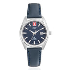 SWP Swiss Militaire Villars Swiss Ronda 585 Watch with a Blue Dial and a Blue Leather Strap in a 32mm Silver Stainless Steel Case with 5 ATM D226ALBU_8741585_2