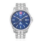 SWP Swiss Militaire Bernina Swiss Ronda 515 Watch with a Blue Dial and a Silver Stainless Steel Strap in a 42mm Silver Stainless Steel Case with 5 ATM H984ABU_8741611_2