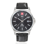 SWP Swiss Militaire Bernina Swiss Ronda 515 Watch with a Black Dial and a Black Leather Strap in a 42mm Silver Stainless Steel Case with 5 ATM H984ALN_8741623_2