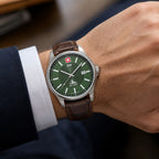 SWP Swiss Militaire Bernina Swiss Ronda 515 Watch with a Brown Dial and a Brown Leather Strap in a 42mm Silver Stainless Steel Case with 5 ATM H984ALV_8741624_1