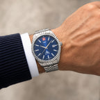 SWP Swiss Militaire Jungfrau Swiss Ronda 515 Watch with a Blue Dial and a Silver Stainless Steel Strap in a 42mm Silver Stainless Steel Case with 5 ATM H982ABU_8741654_1