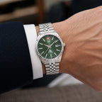 SWP Swiss Militaire Jungfrau Swiss Ronda 515 Watch with a Green Dial and a Silver Stainless Steel Strap in a 42mm Silver Stainless Steel Case with 5 ATM H982AV_8741655_1