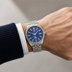 SWP Swiss Militaire Jungfrau Swiss Ronda 585 Watch with a Blue Dial and a Silver Stainless Steel Strap in a 31mm Silver Stainless Steel Case with 5 ATM D982ABU_8741668_1