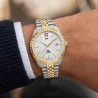 SWP Swiss Militaire Jungfrau Swiss Ronda 515 Watch with a White Dial and a Silver and Gold Stainless Steel Strap in a 42mm Silver and Gold Stainless Steel Case with 5 ATM H982BI_8741670_1