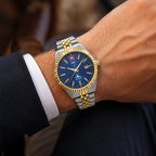 SWP Swiss Militaire Jungfrau Swiss Ronda 515 Watch with a Blue Dial and a Silver and Gold Stainless Steel Strap in a 42mm Silver and Gold Stainless Steel Case with 5 ATM H982BBU_8741672_1