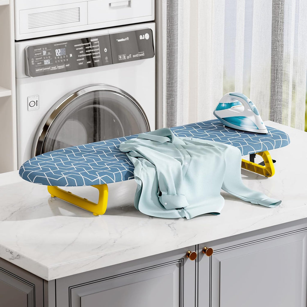 Folding Tabletop Ironing Board with Hanging Storage Loop - Dark Blue_8756706_1