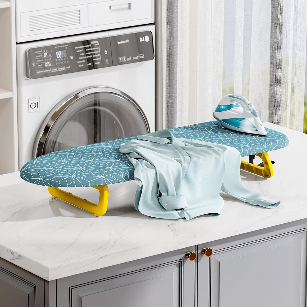 Folding Tabletop Ironing Board with Integrated Iron Rest & Hanging Loop - Light Blue_8756707_1