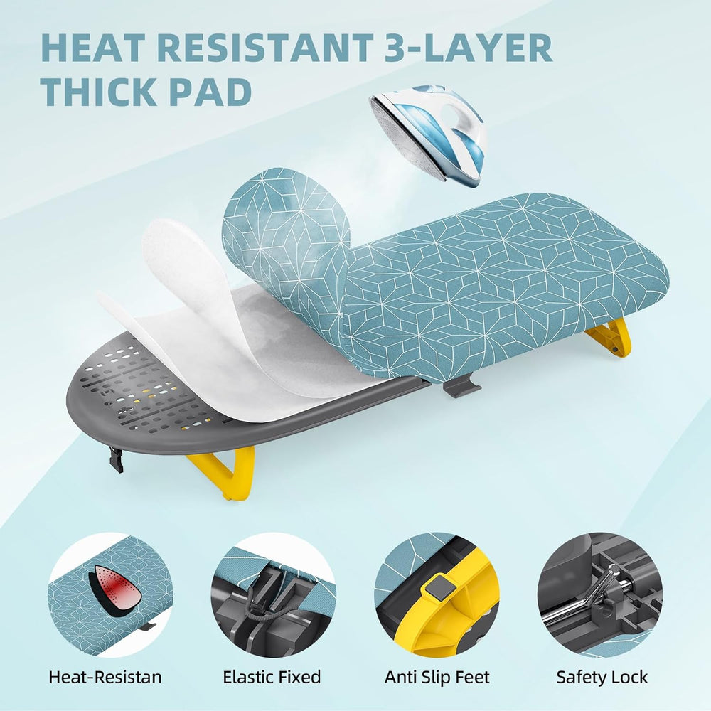 Folding Tabletop Ironing Board with Integrated Iron Rest & Hanging Loop - Light Blue_8756707_4