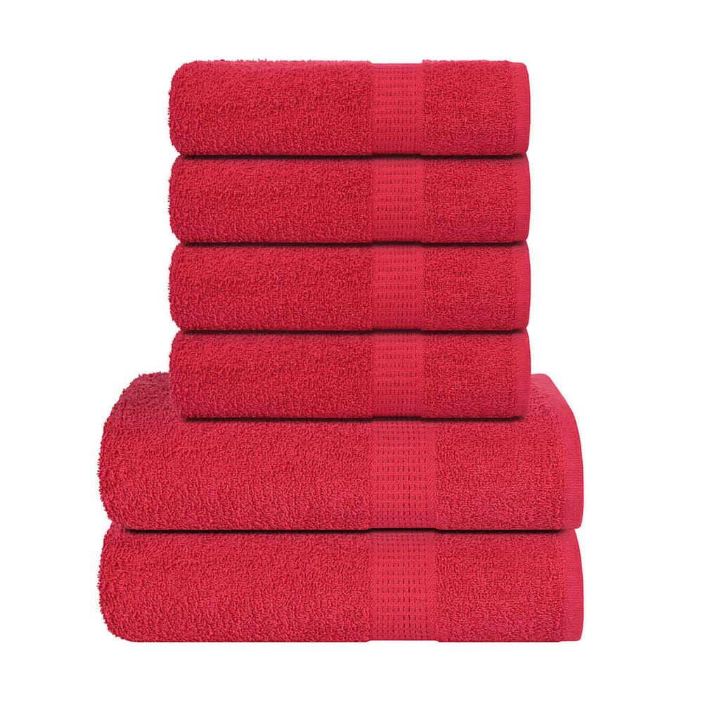 6 Piece Cotton Bathroom Towel Set - 2 Bath 2 Hand & 2 Flannel Face Cloths - Fuchsia_8791149
