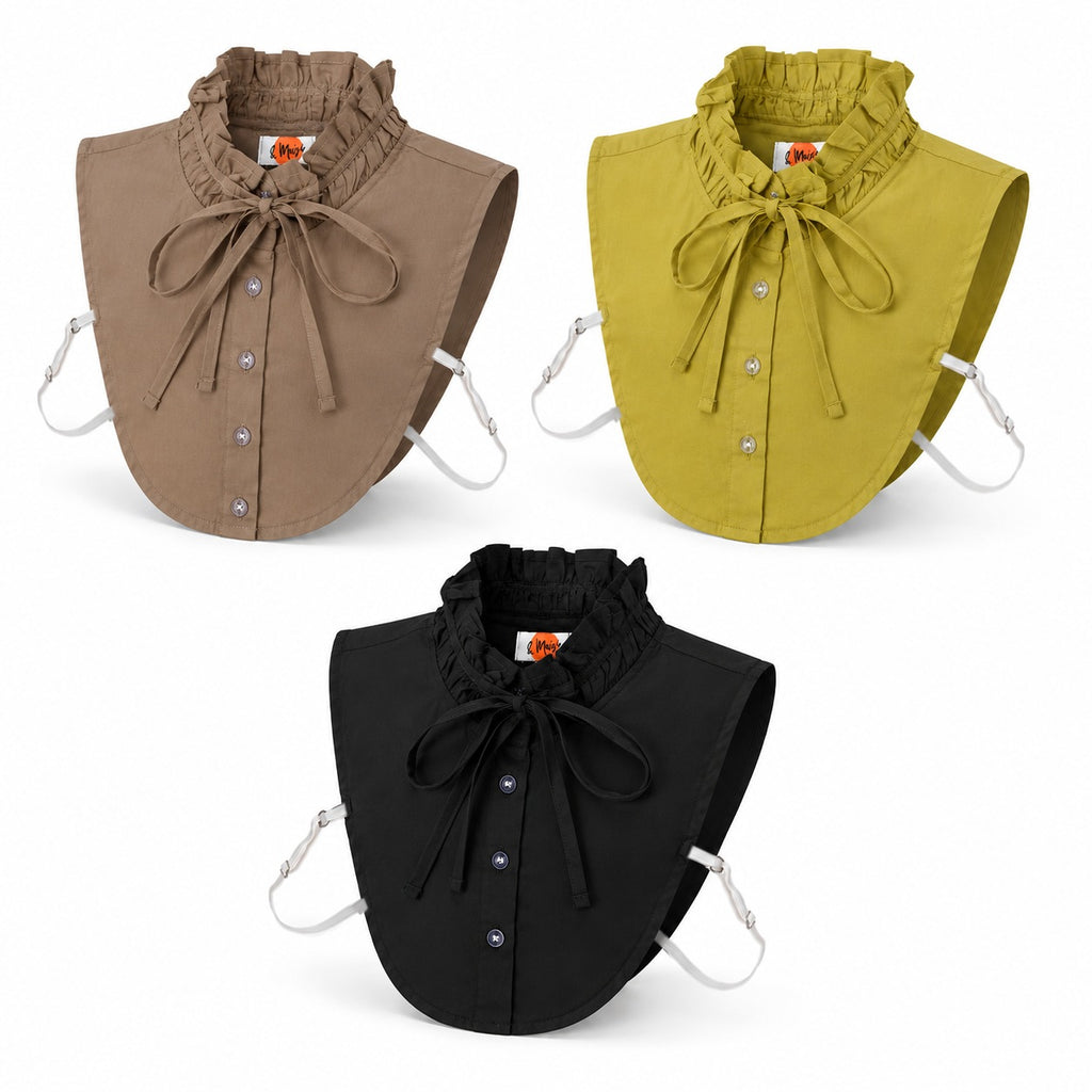& Maisi Set Of 3 - Detachable Half-Shirt False Collar Set (One Size, 36 x 39cm) - Mocha Frill_8791390