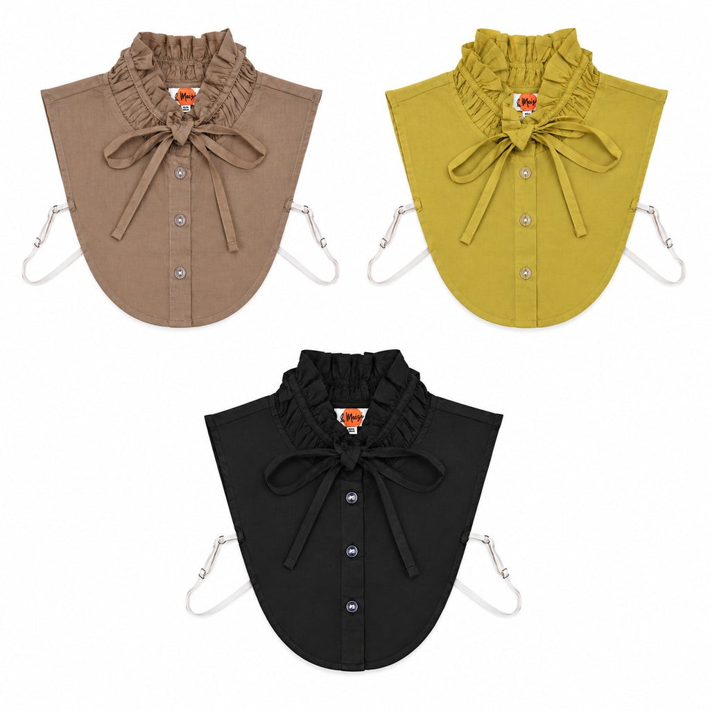 & Maisi Set Of 3 - Detachable Half-Shirt False Collar Set (One Size, 36 x 39cm) - Mocha Frill_8791390_1