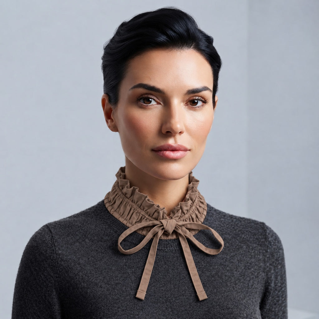 & Maisi Set Of 3 - Detachable Half-Shirt False Collar Set (One Size, 36 x 39cm) - Mocha Frill_8791390_2