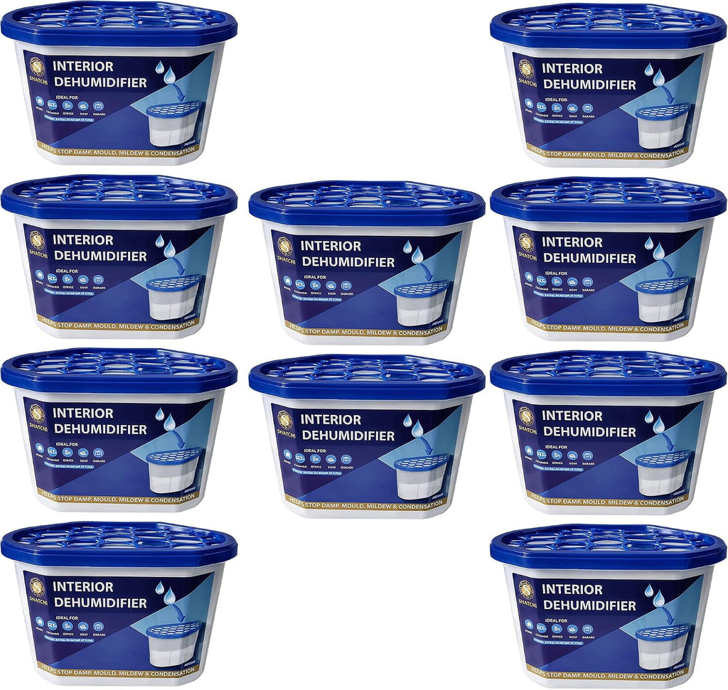 10 Pack Interior Dehumidifier Tubs (500ml) Moisture Absorber Trap - Blue_8801627